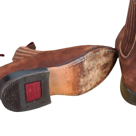 Winchester Brown Suede Leather Chelsea Cowboy Boots For Kids Sz 2 - Picture 5 of 6